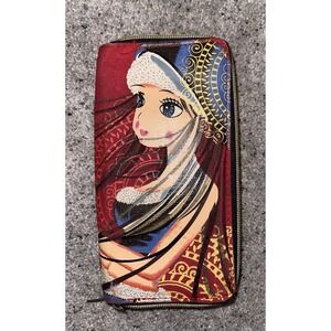 Big Eye Girl Wallet Cute Anime Butterfly Japanese Style Hand Painted (?)